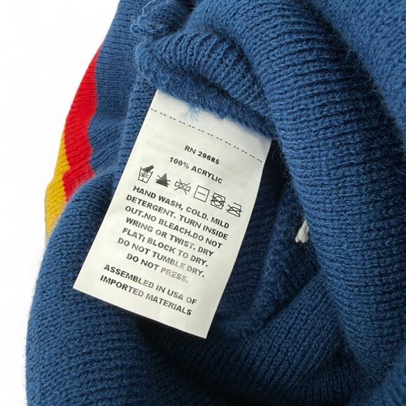 NEW Pendleton Retro Bear Cuffed Beanie Blue/Yellow/Red OS - Picture 6 of 9